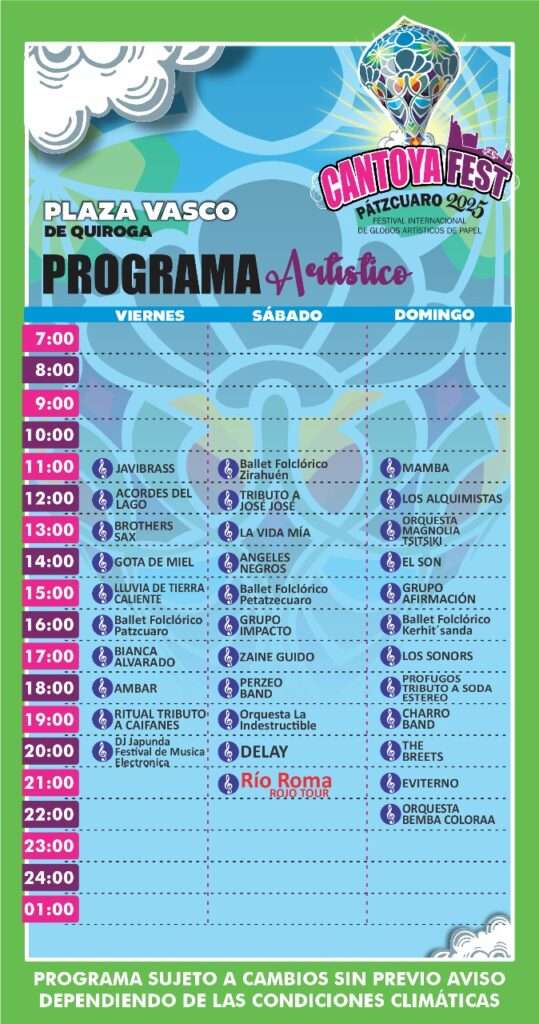 Programa Cantoya Fest Pátzcuaro